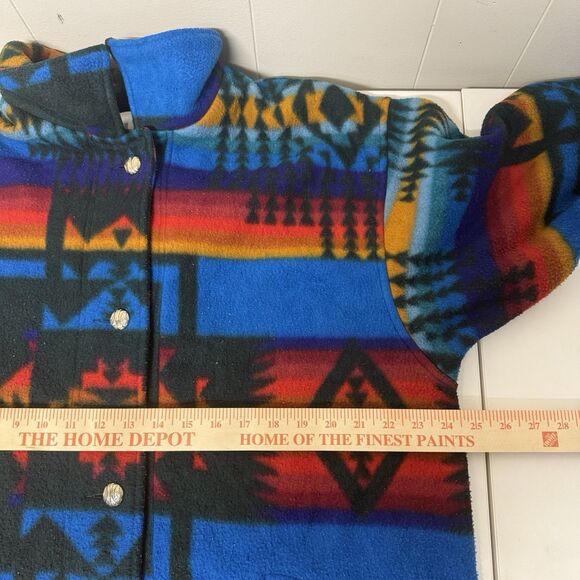 Vtg Aztec South Western Pattern AOP Button Up Fleece Jacket One Size Women GUC - Picture 8 of 12